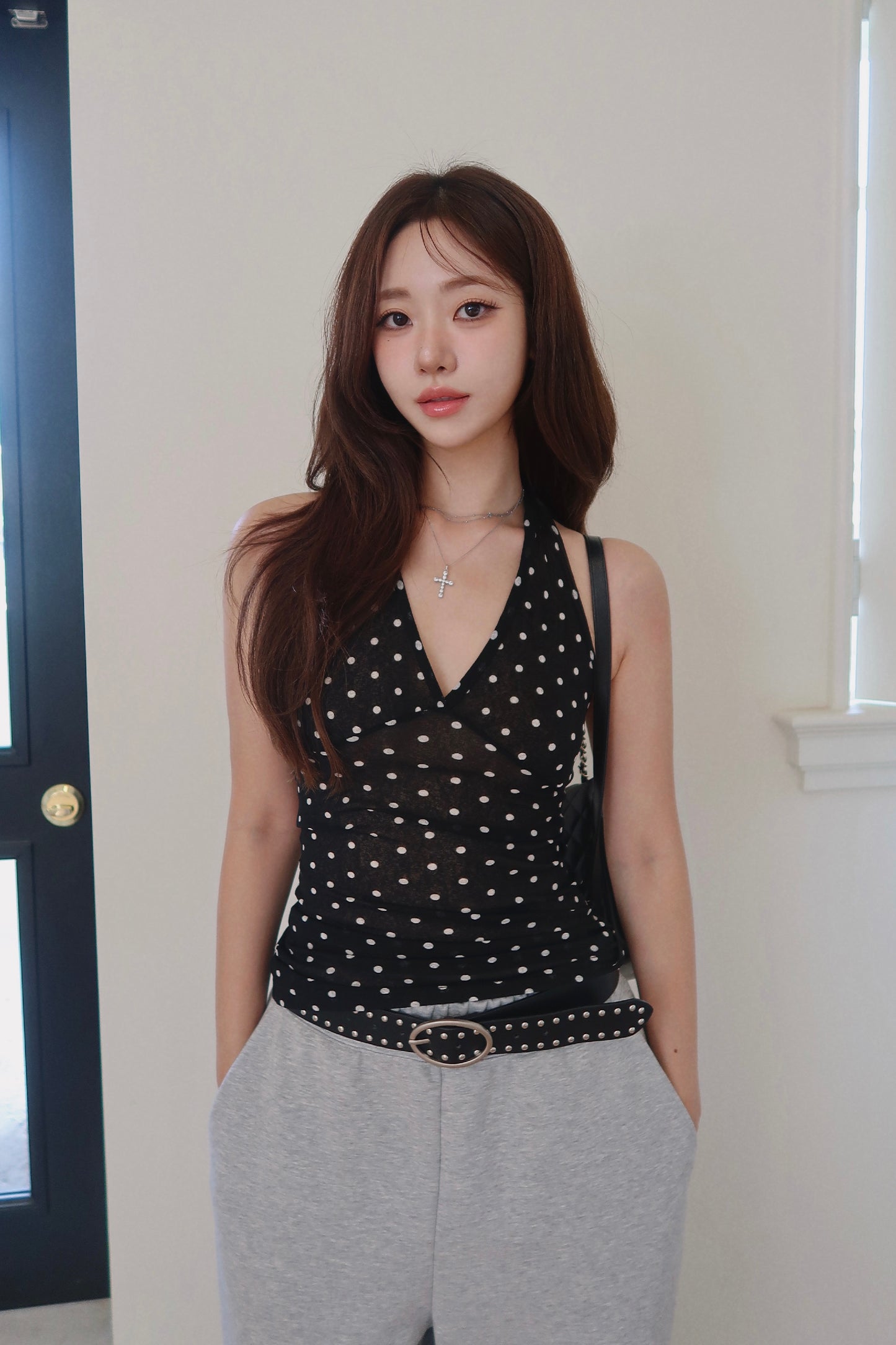 Polka Dot Halter Top (BL)
