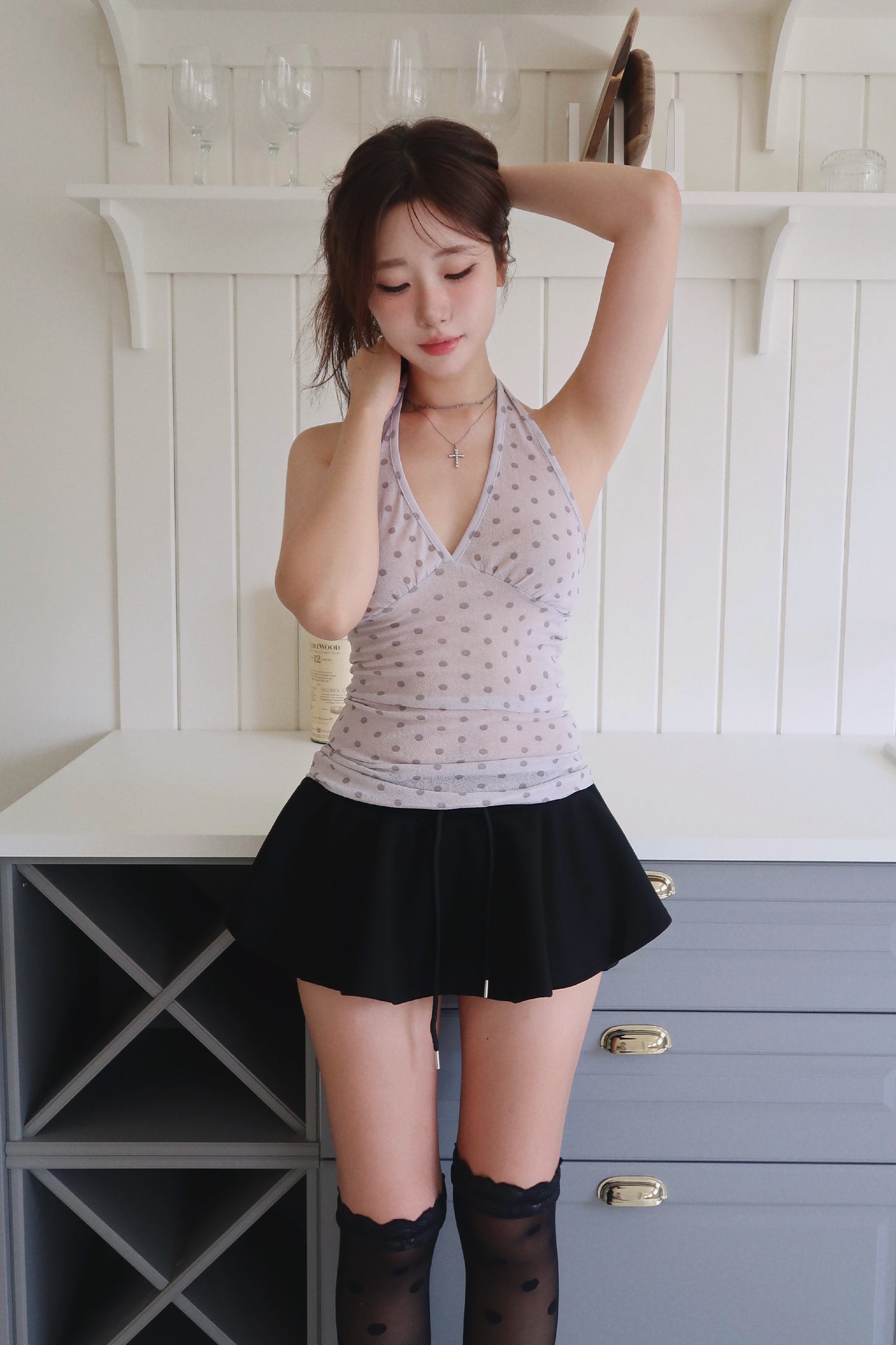 Polka Dot Halter + Flare Bloom Skort