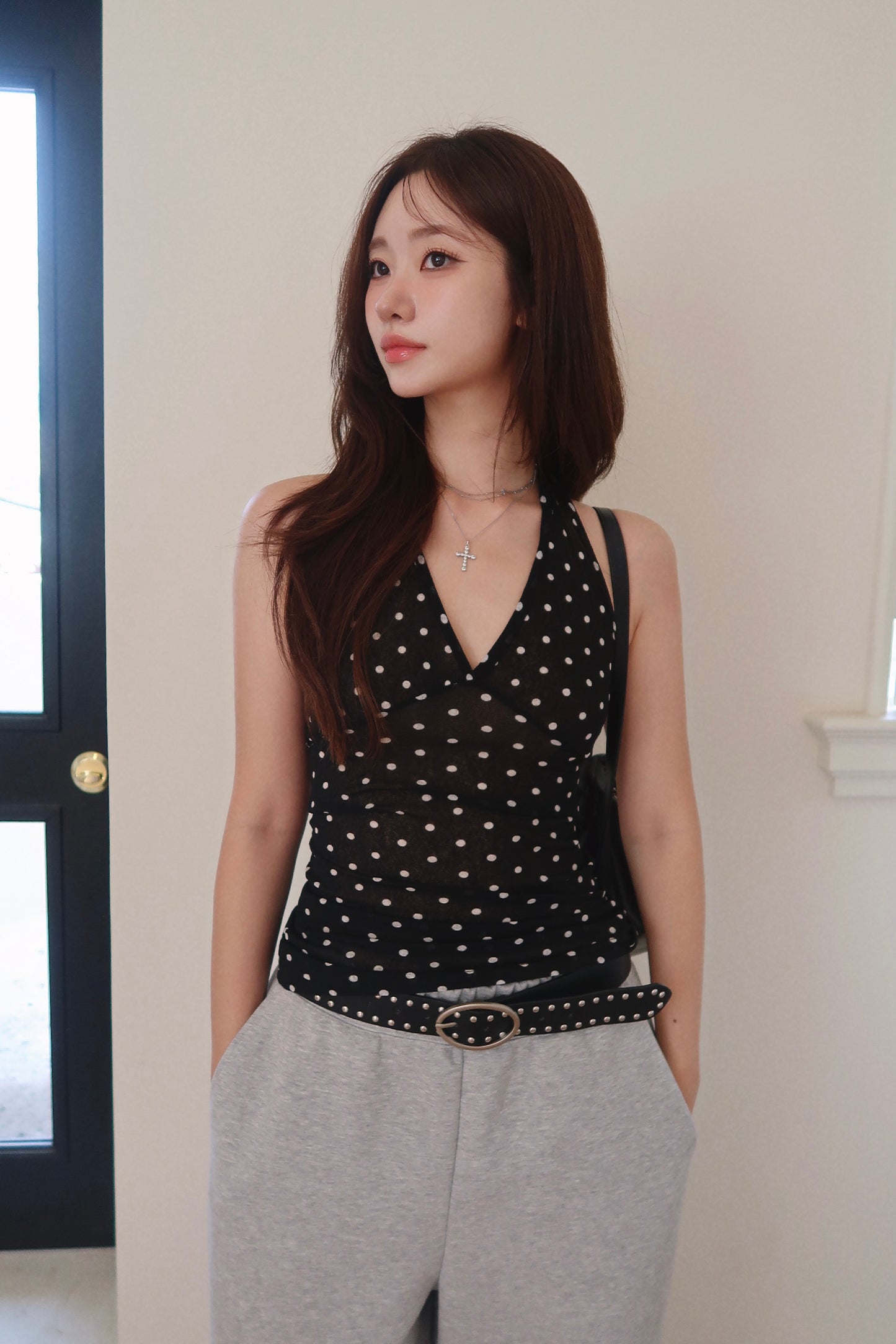 Polka Dot Halter Top (BL)