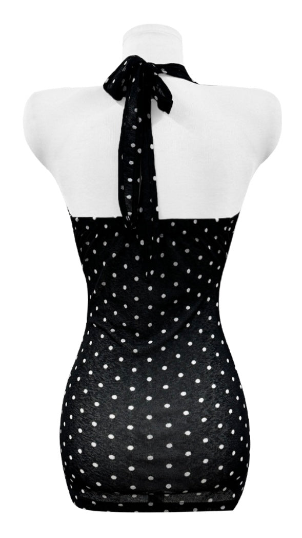 Polka Dot Halter Top (GY)