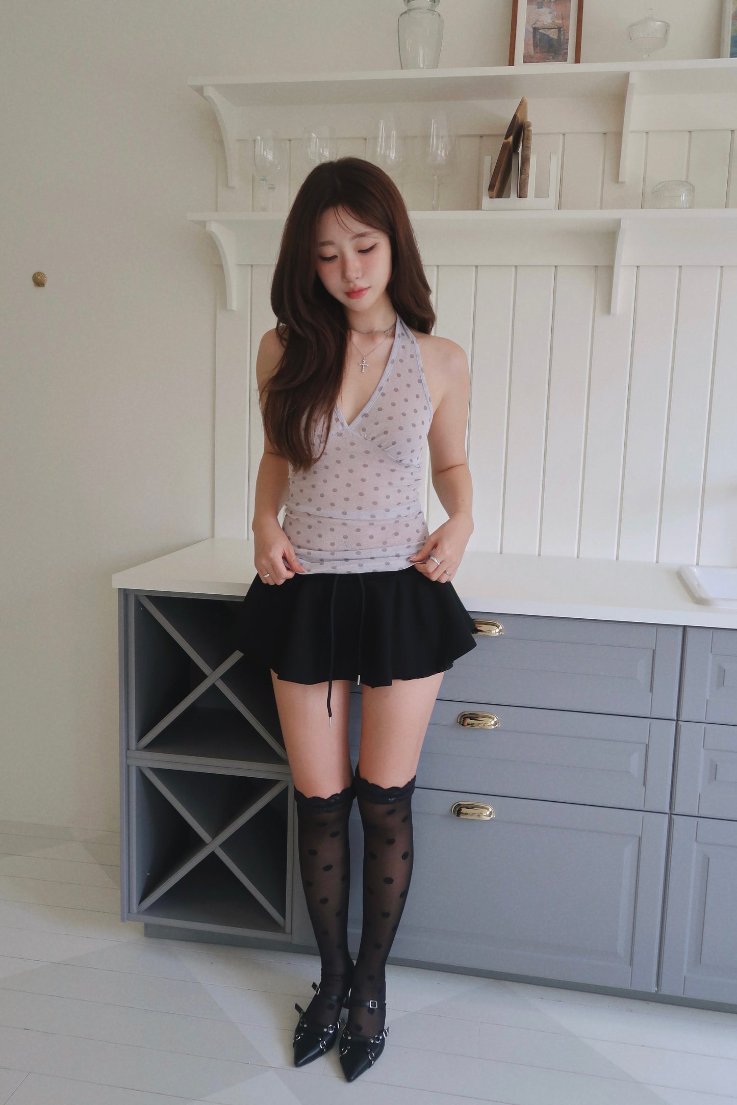 Polka Dot Halter + Flare Bloom Skort