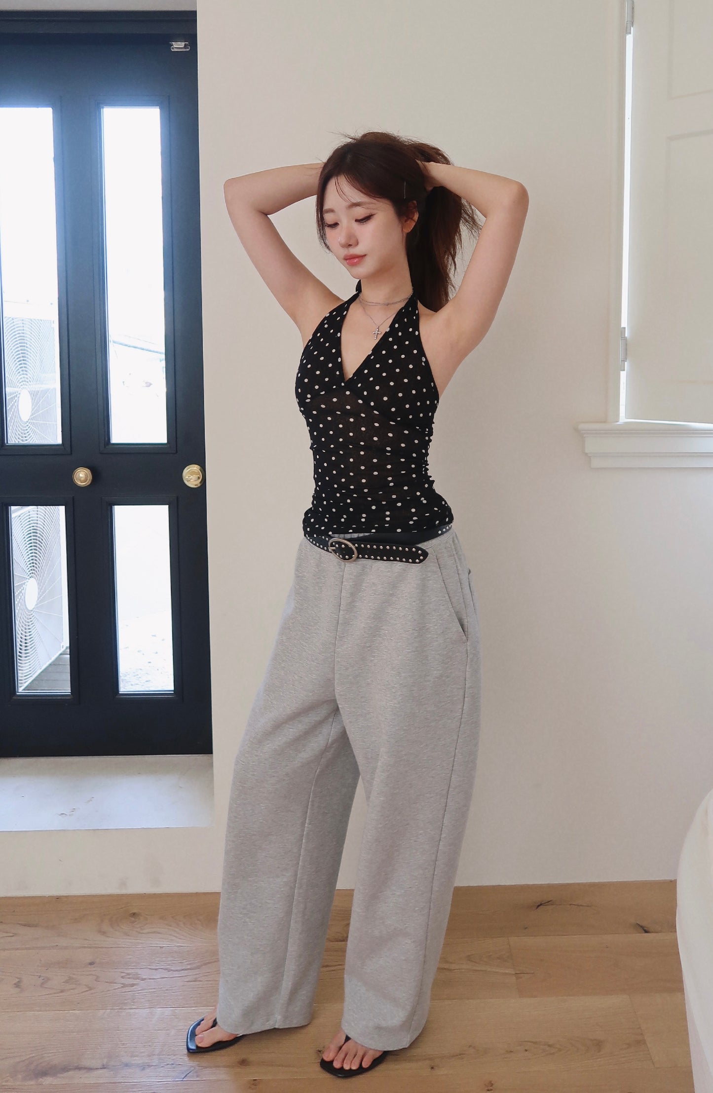 Polka Dot Halter Top (BL)