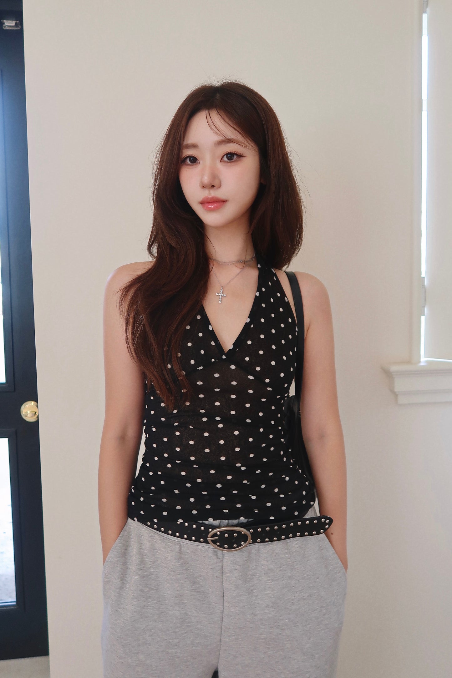 Polka Dot Halter Top (BL)