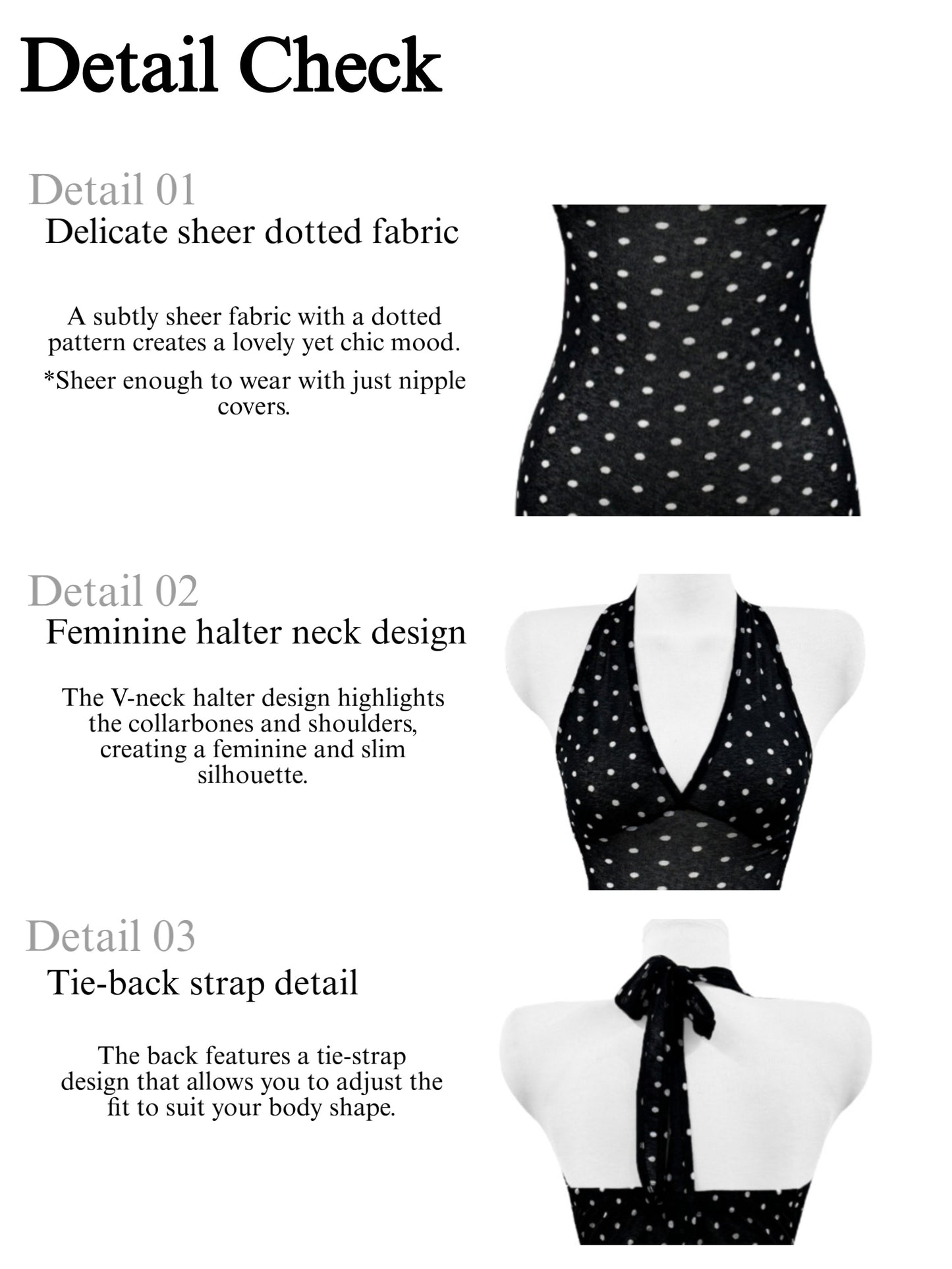 Polka Dot Halter Top (GY)