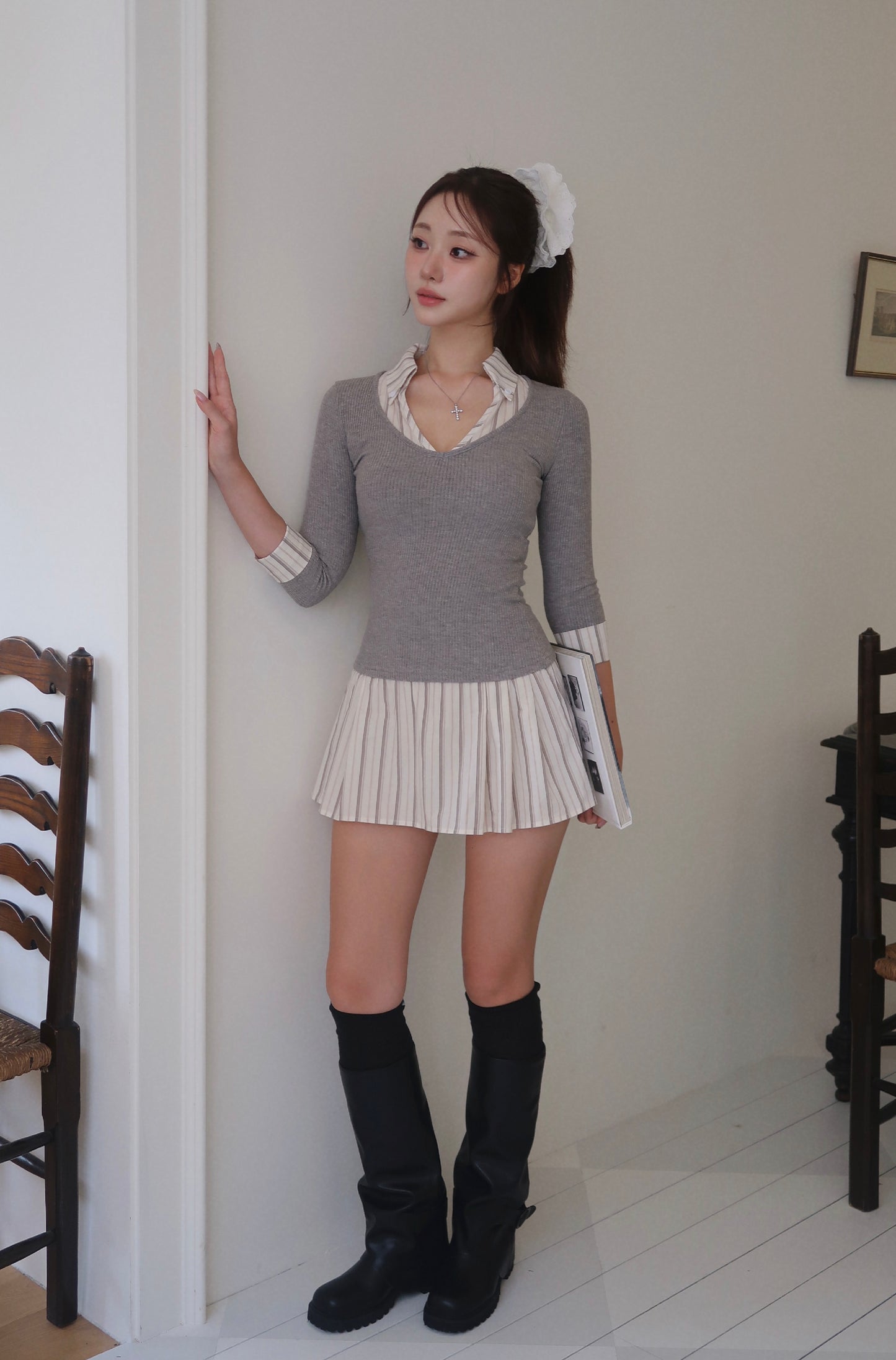 Layered Shirt Dress (GR)
