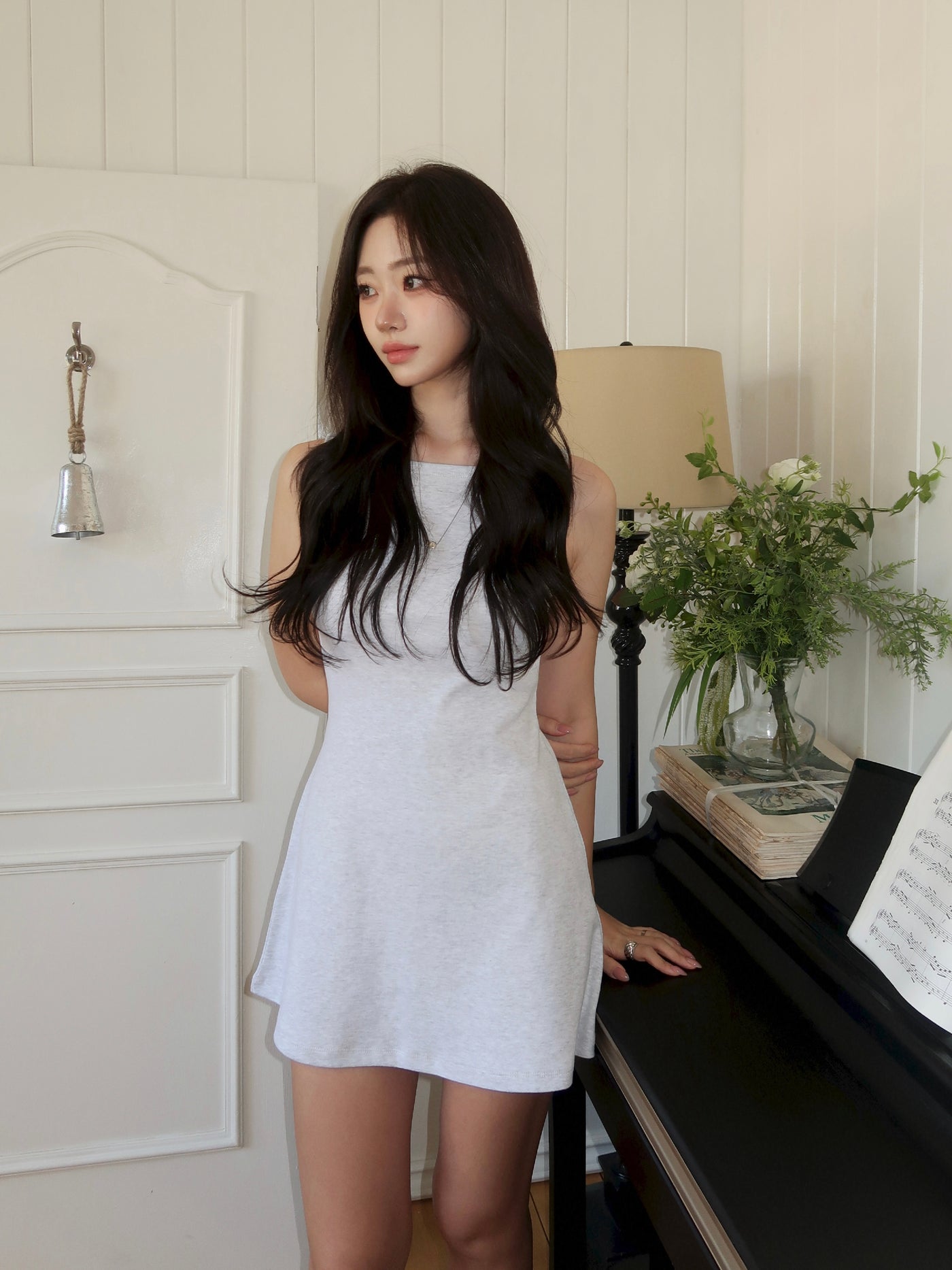 Classic Mini Dress (White Melange)