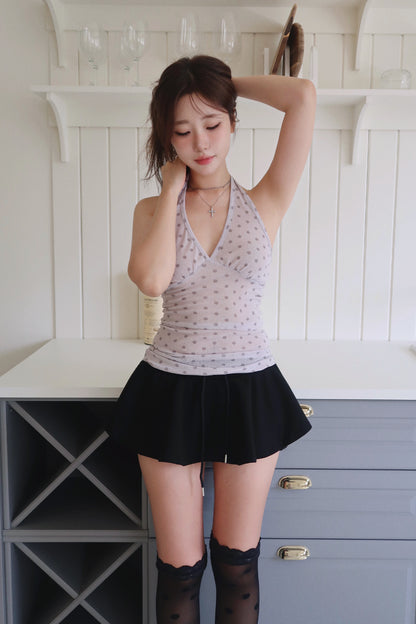 Polka Dot Halter Top (GY)