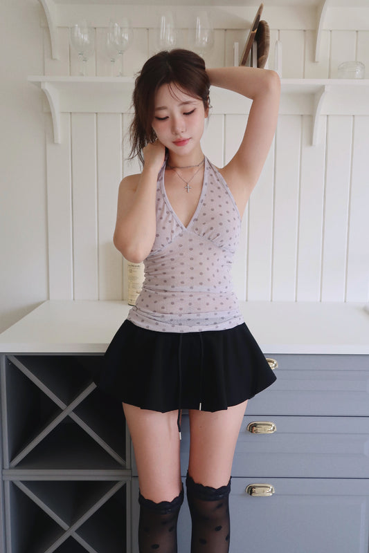 Polka Dot Halter Top (GY)