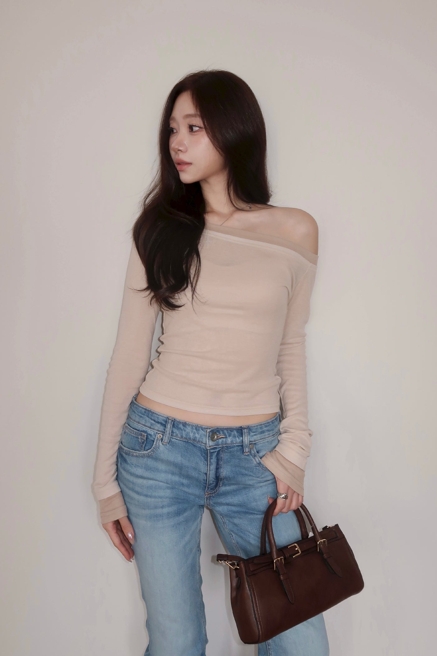 Nude One-Shoulder Tee