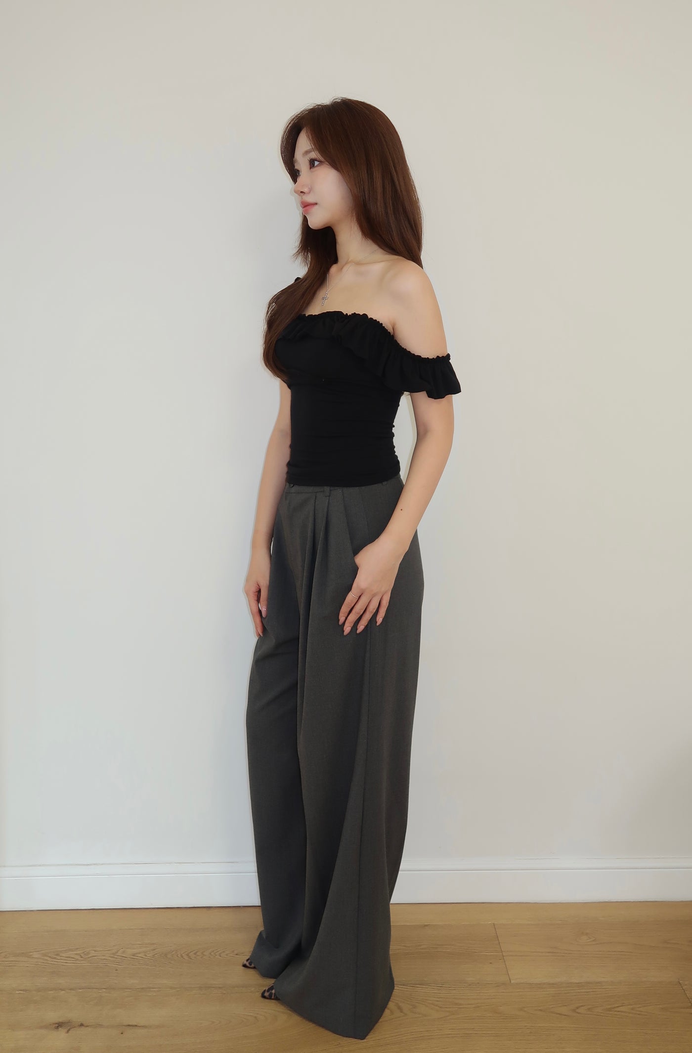 [Padded Cap] Frill Sleeveless(BL)