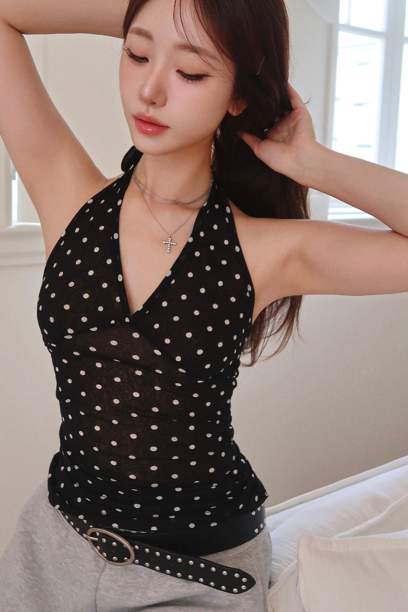 Polka Dot Halter Top (BL)