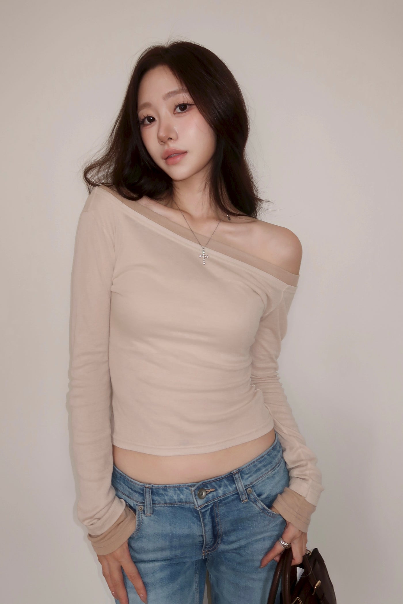Nude One-Shoulder Tee