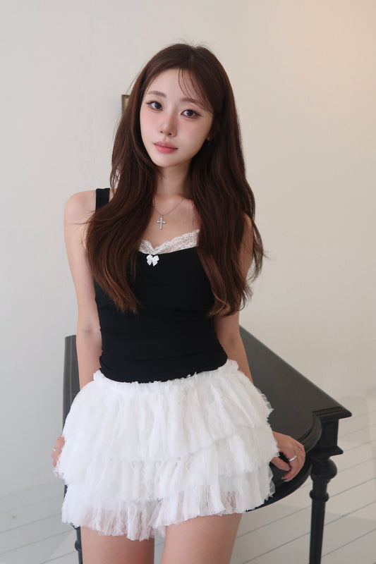 Lace Tiered Skort (WH)