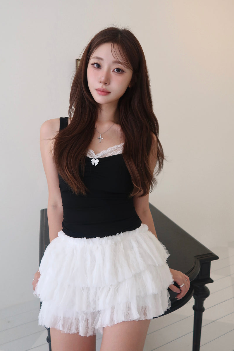 Lace Tiered Skort (WH)