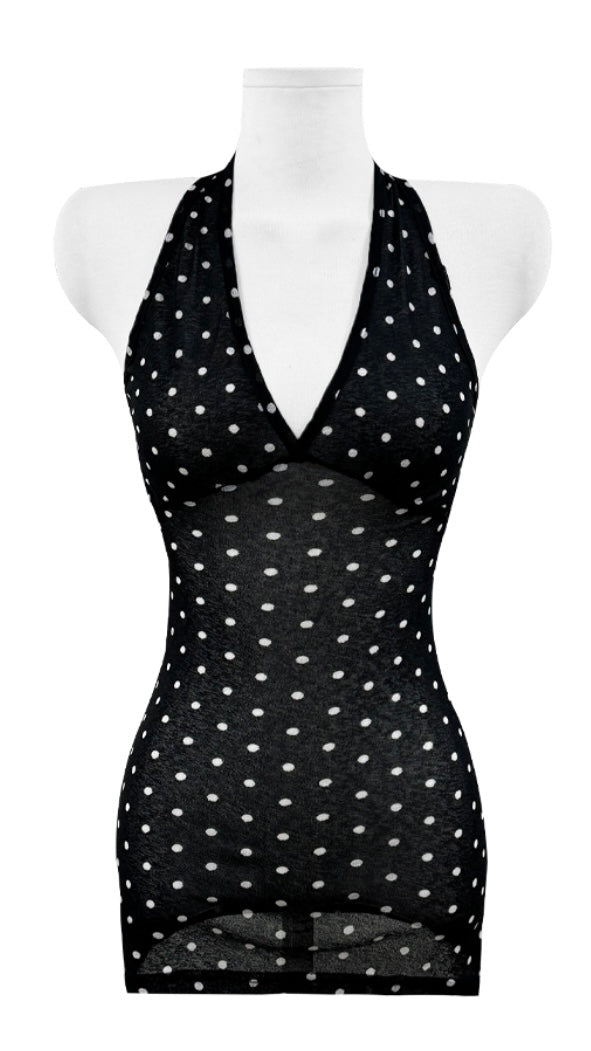 Polka Dot Halter Top (BL)