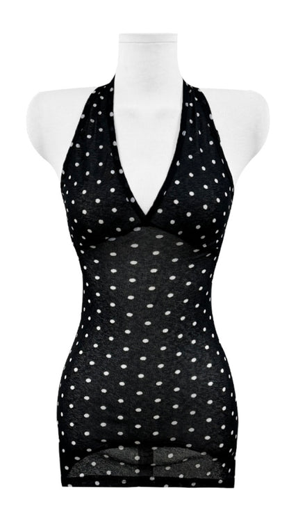 Polka Dot Halter Top (BL)