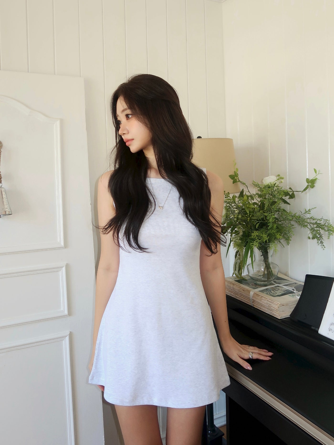 Classic Mini Dress (White Melange)