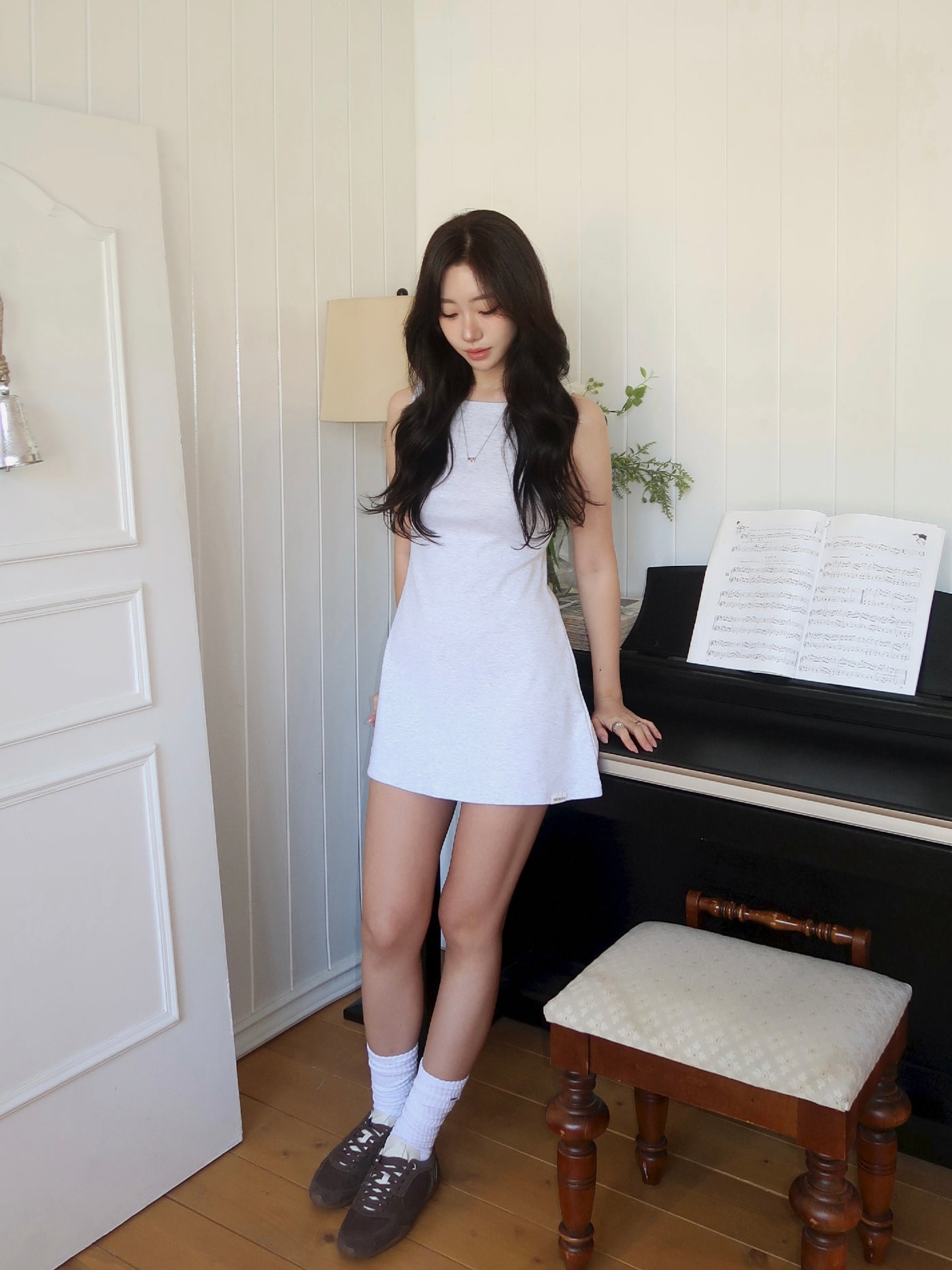 Classic Mini Dress (White Melange)