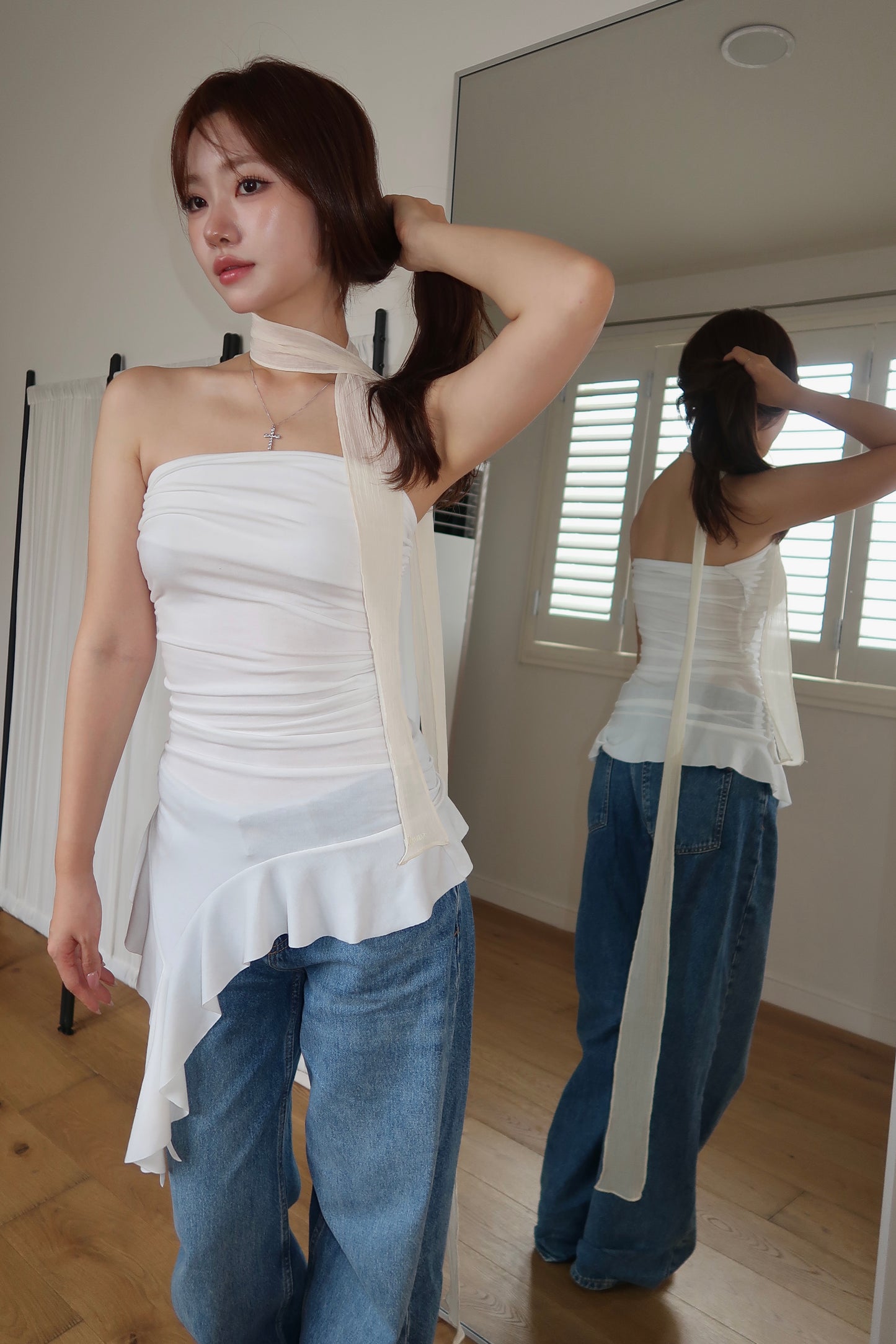Ruffle Tube Top (WH)