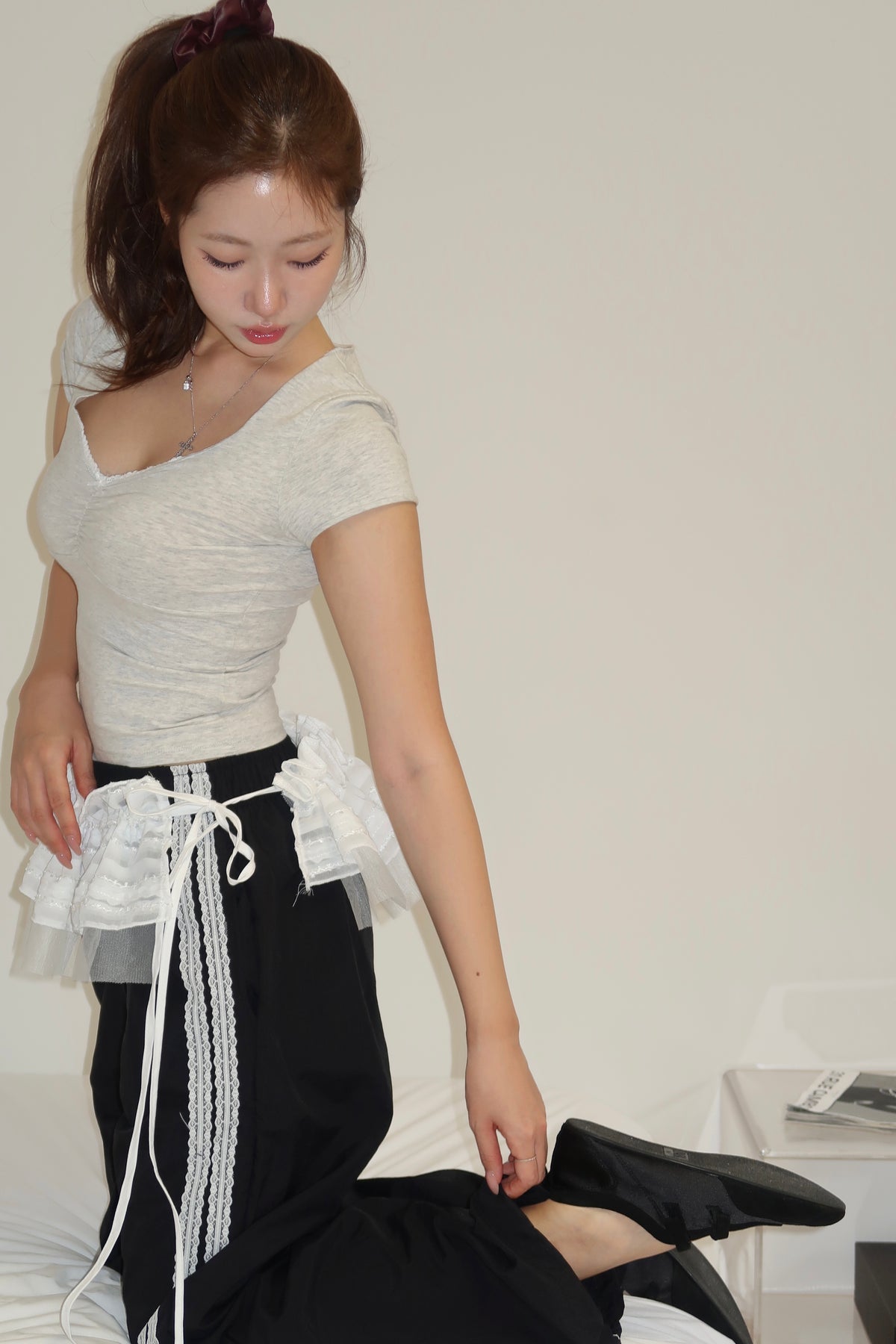 Lace Layered Belt (WH,BL)
