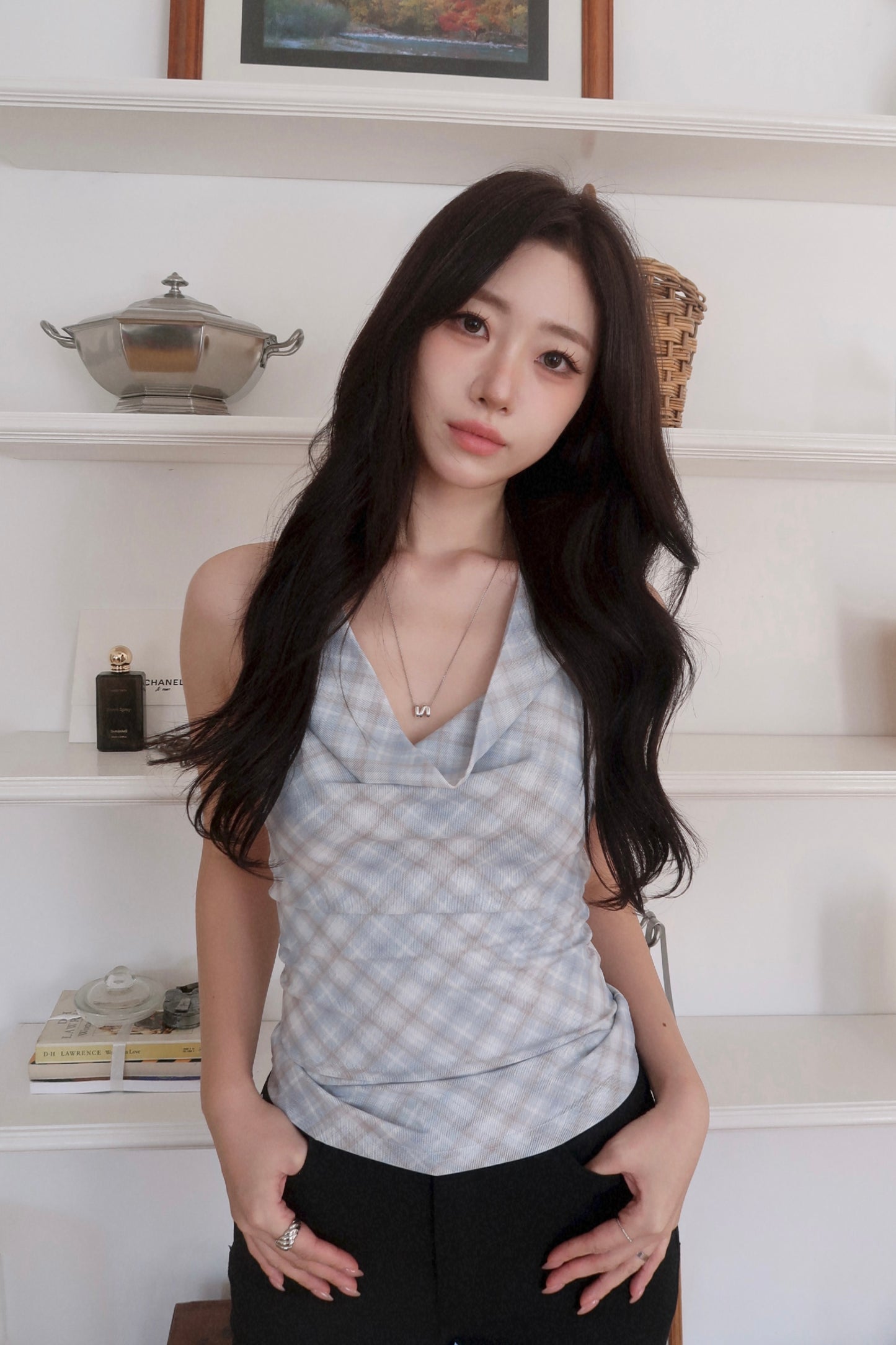 Plaid Halter Cardigan Set (SB)