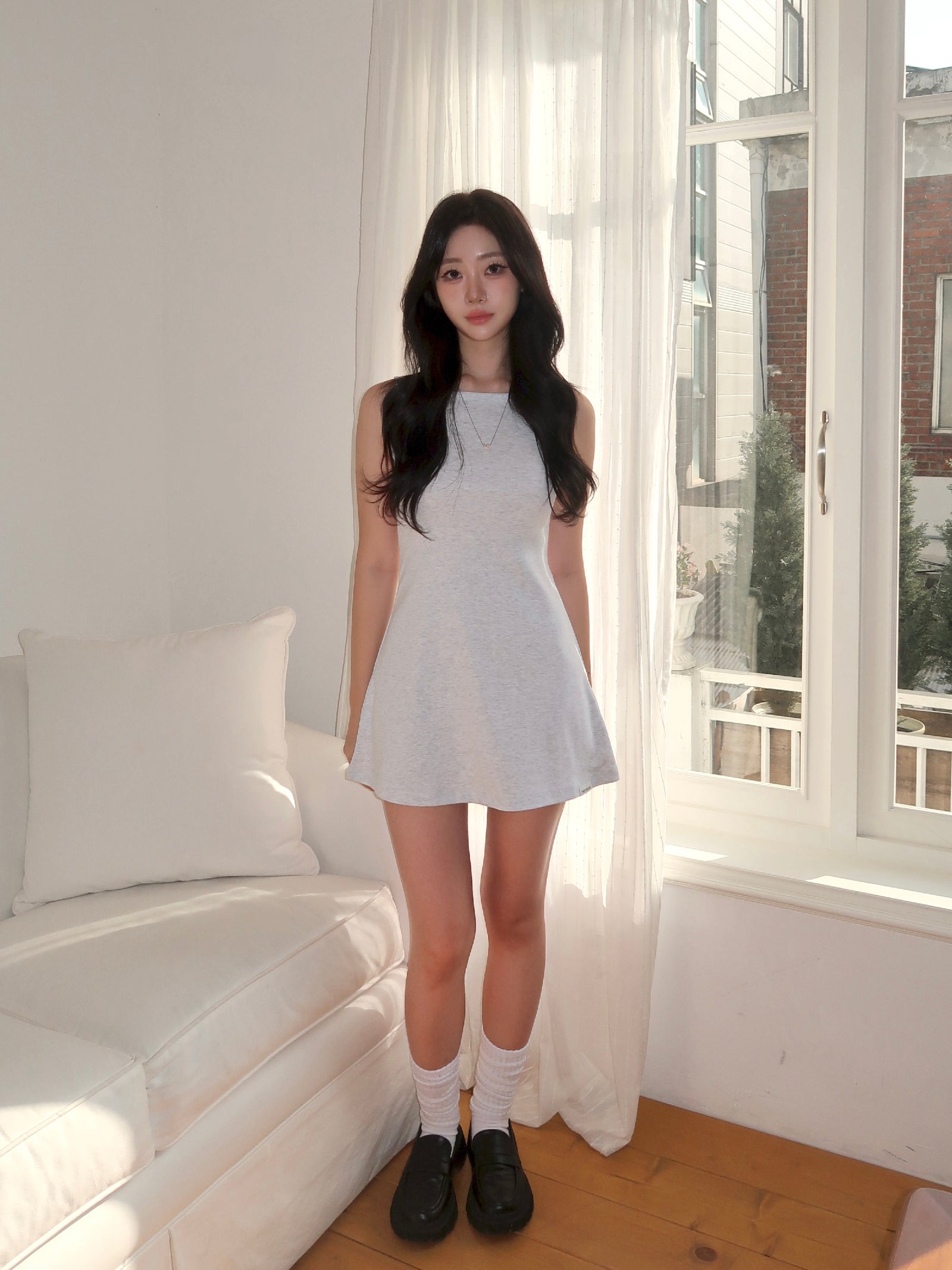 Classic Mini Dress (White Melange)