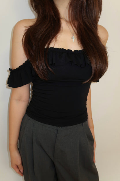 [Padded Cap] Frill Sleeveless(BL)