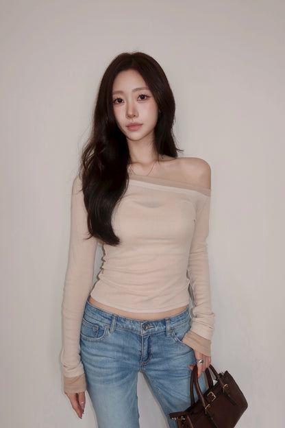Nude One-Shoulder Tee