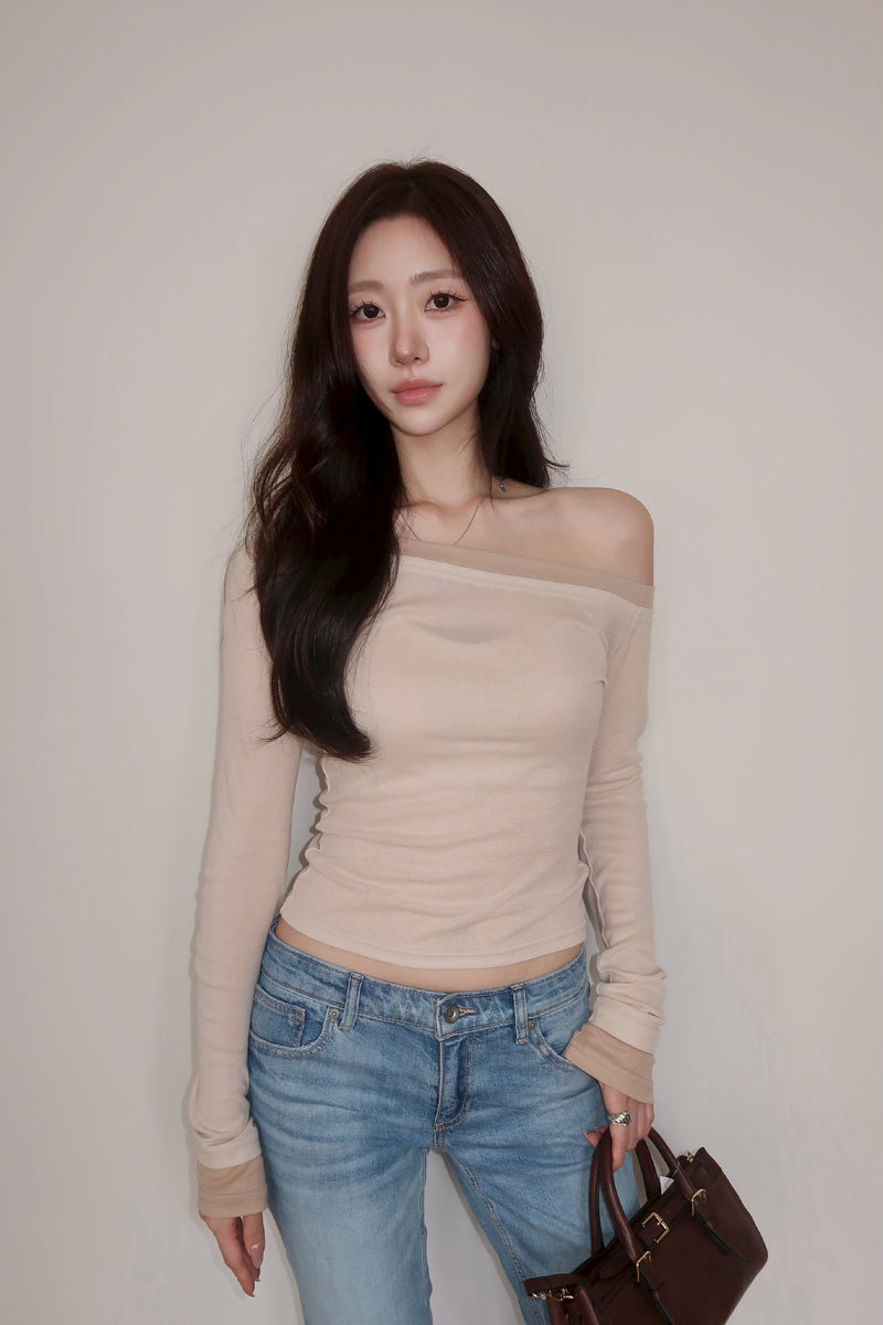 Nude One-Shoulder Tee