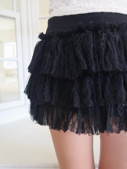 Rose Off-Shoulder + Lace Tiered Skort