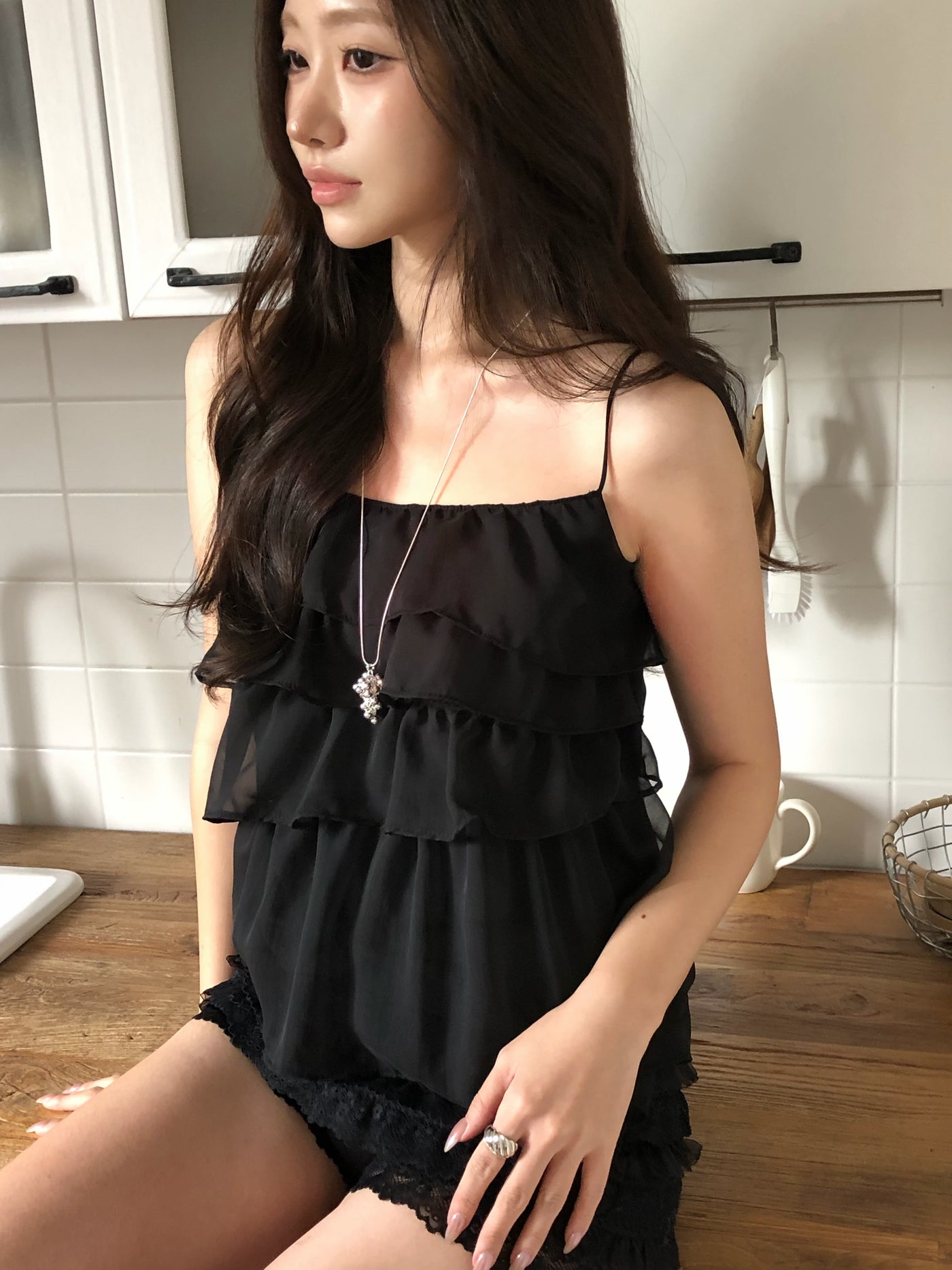 Scent Sheer Blouse (Black)