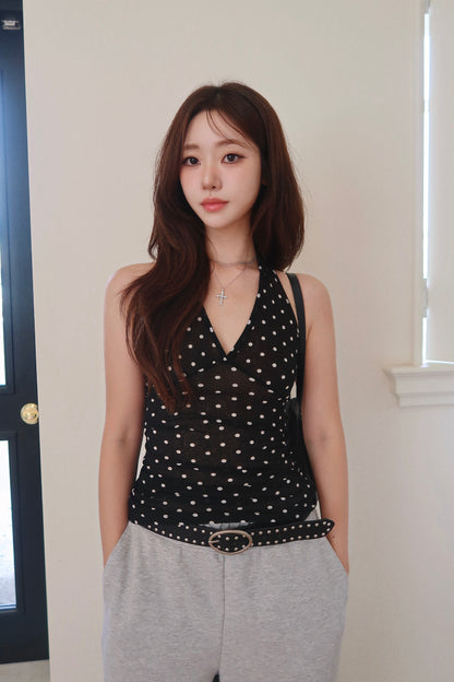 Polka Dot Halter Top (BL)