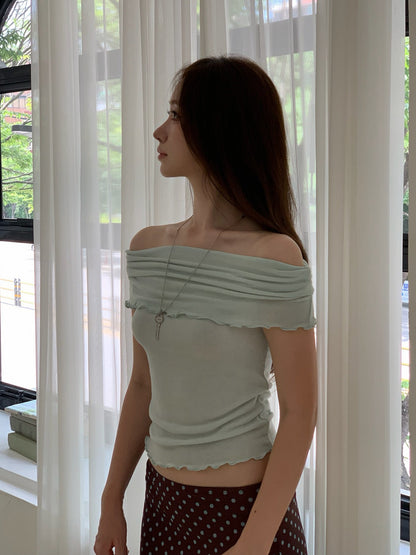 Mint Ruffle Off-Shoulder