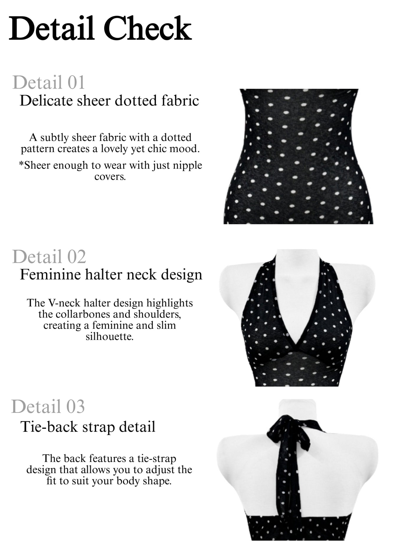 Polka Dot Halter Top (BL)