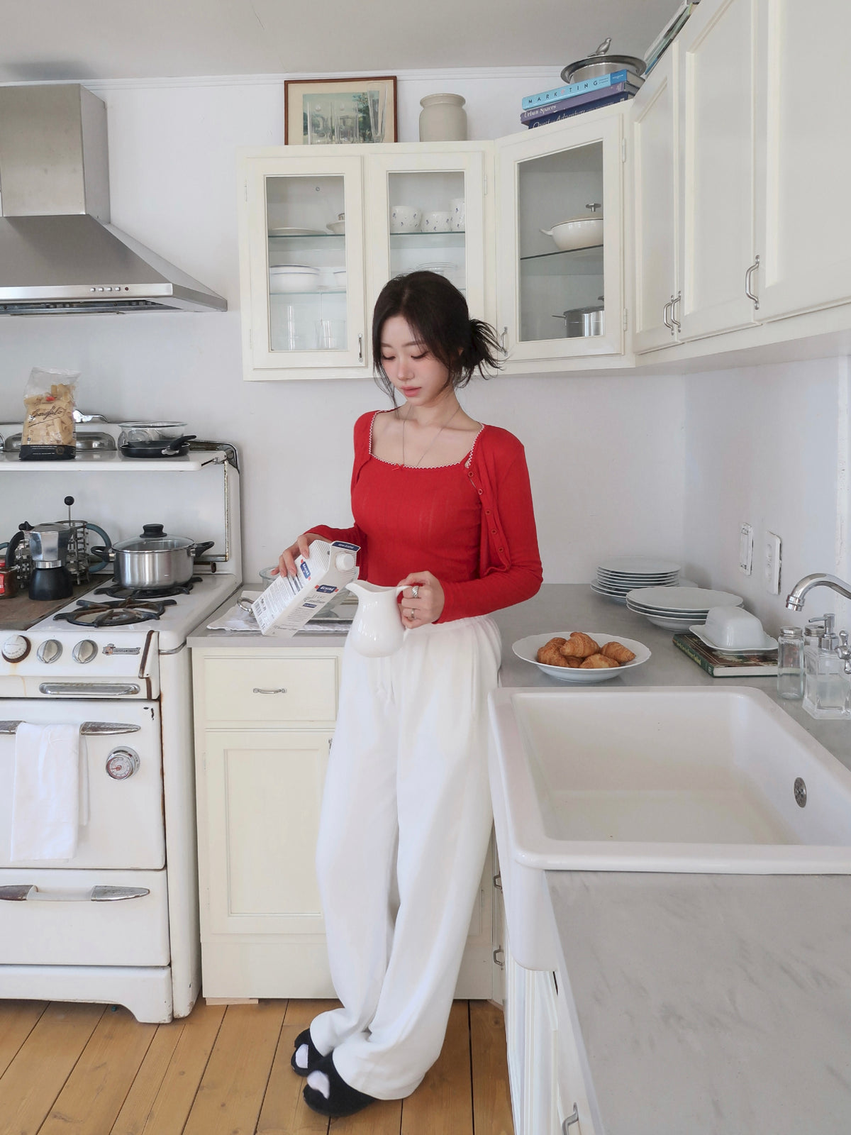Red Cardigan Set