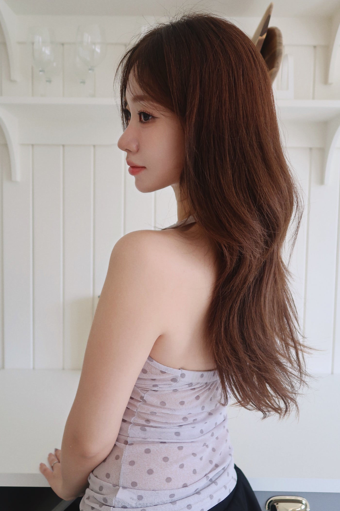 Polka Dot Halter Top (GY)