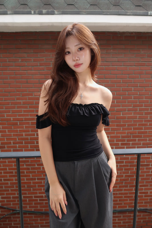 [Padded Cap] Frill Sleeveless(BL)