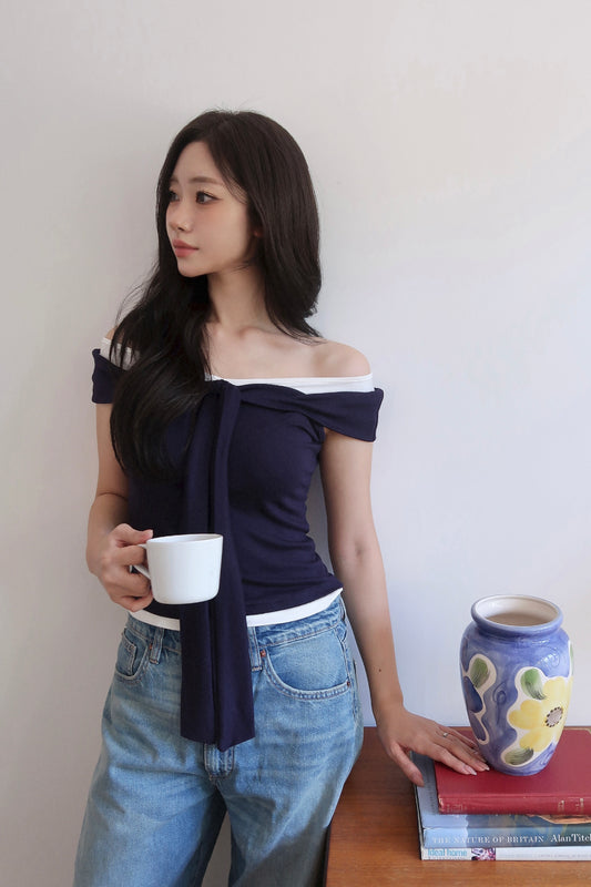 Scarf Off Shoulder Top