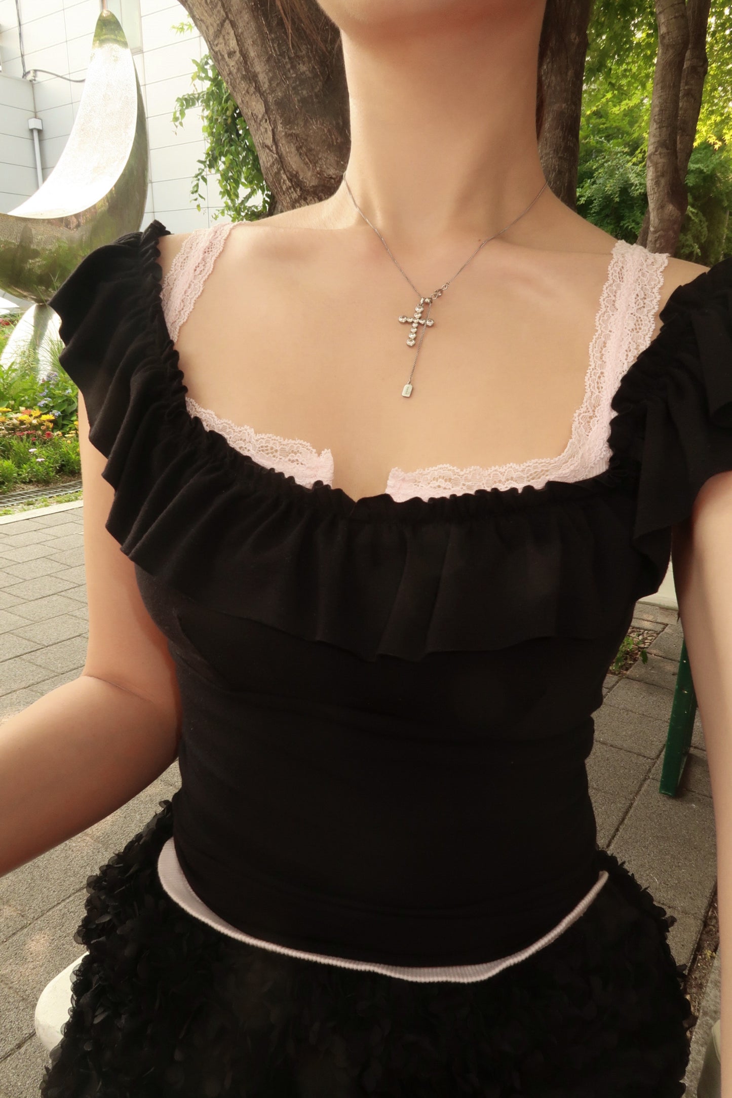 [Padded Cap] Frill Sleeveless(BL)