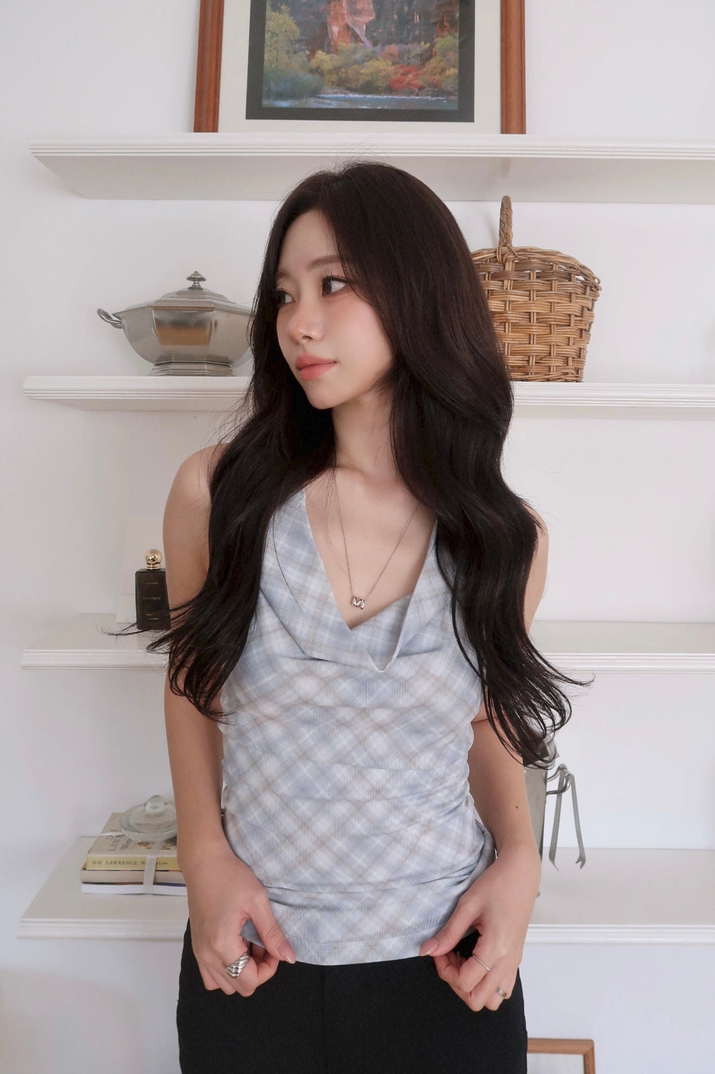 Plaid Halter Cardigan Set (SB)