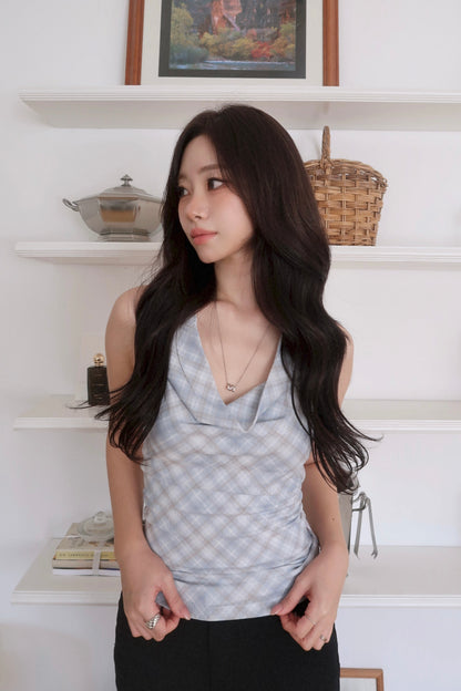 Plaid Halter Cardigan Set (SB)